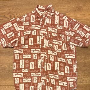 RedHead Men's Brick Red Graphic Button Down Shirt